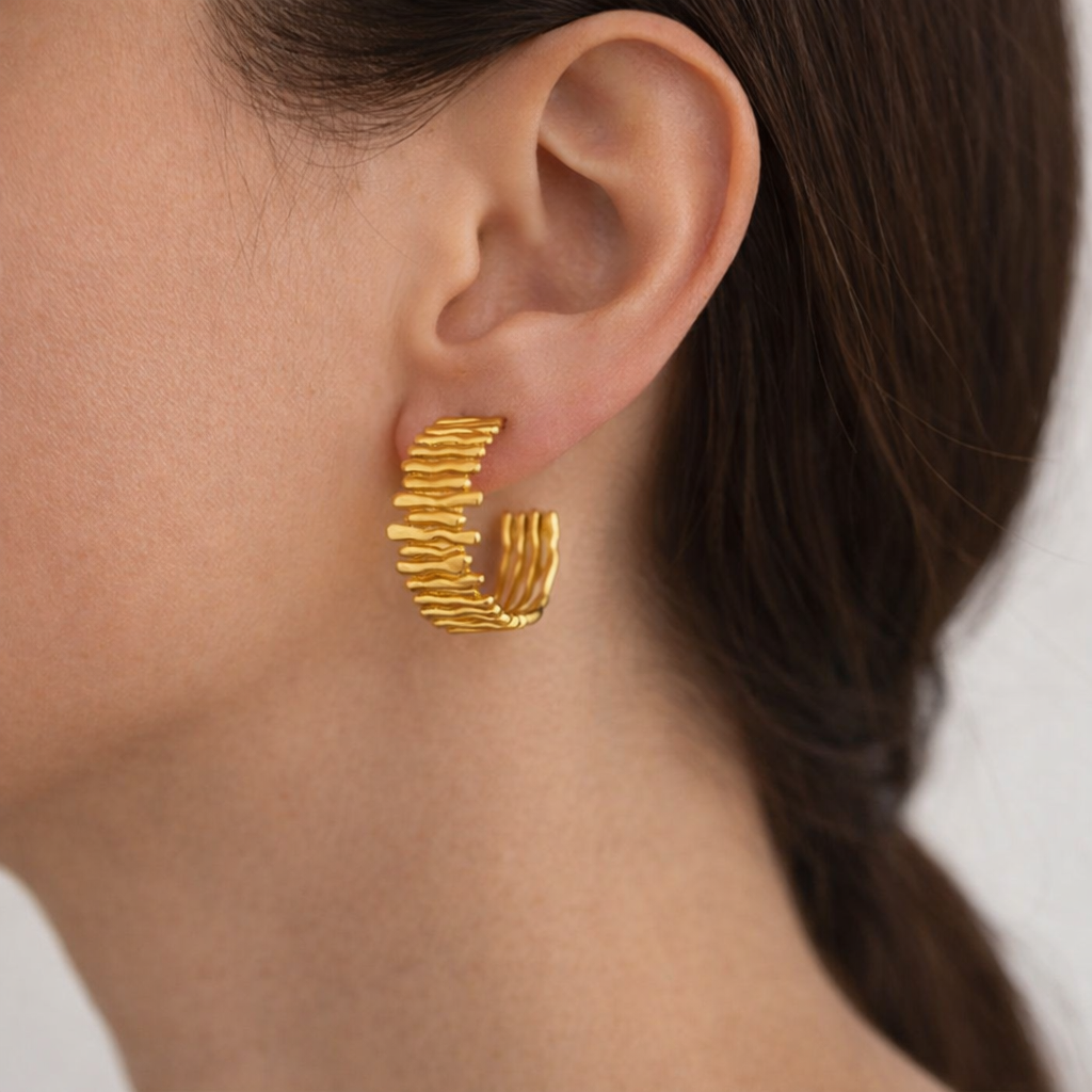 Pendientes de aro martillados