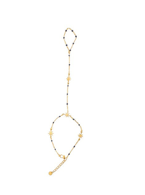 Bracelet Chaîne de main perles noires