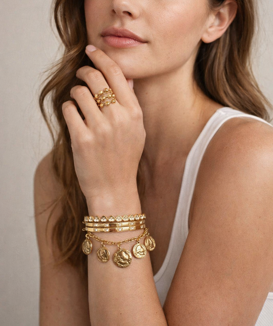 Bracelet breloques pièces anciennes