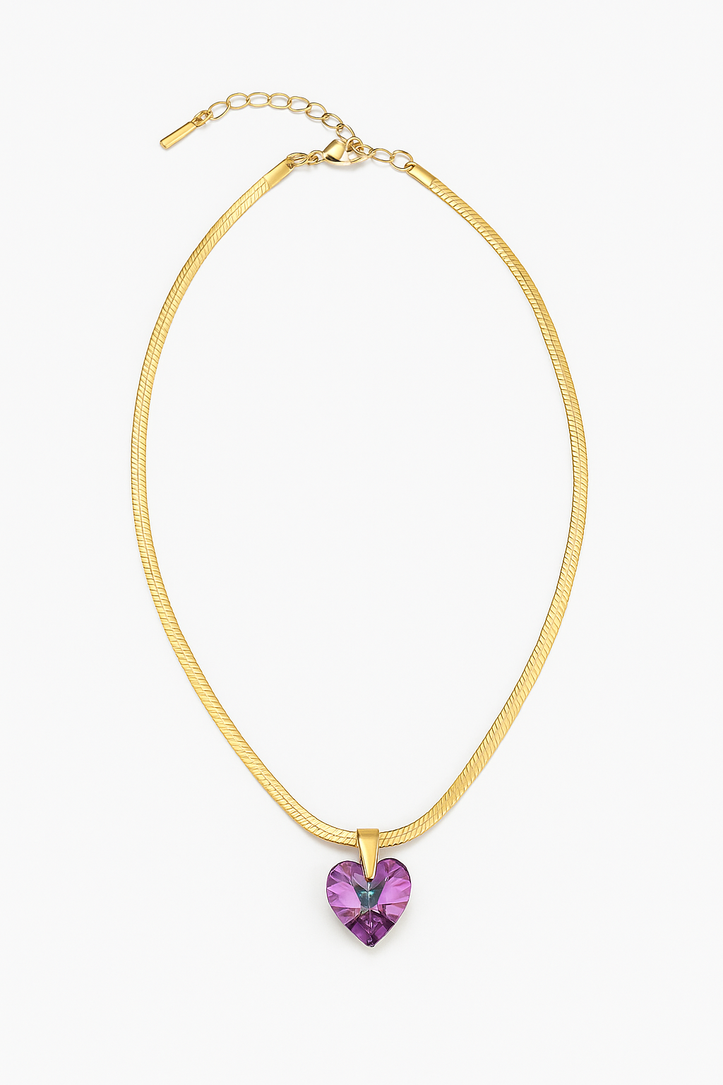 Collier cœur violet en cristal