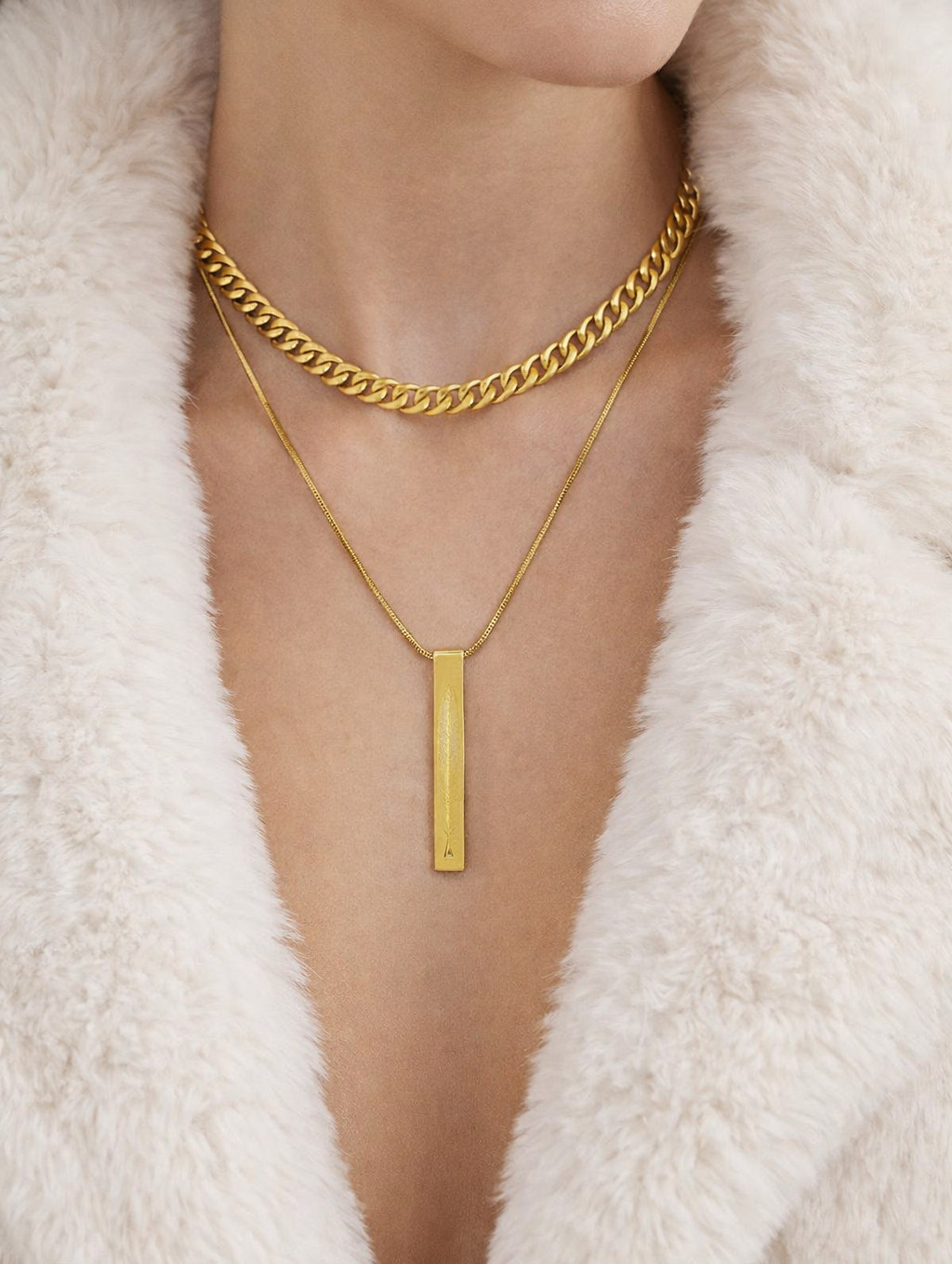 Collier Double Chaîne plume