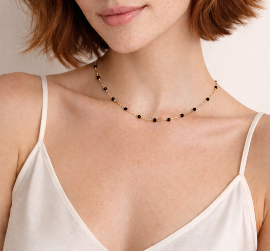 Collier Choker perles noires