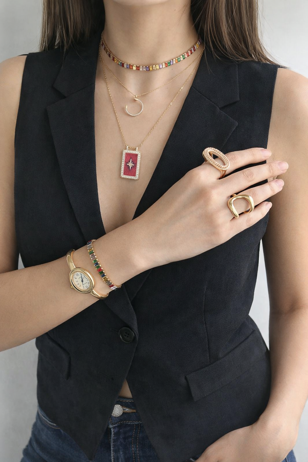 Collier Force Fuchsia - Plaqué Or 18K