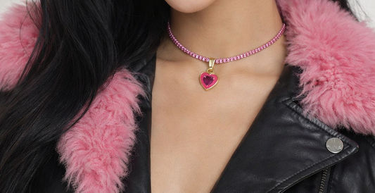 Collier Tennis Cœur Rose