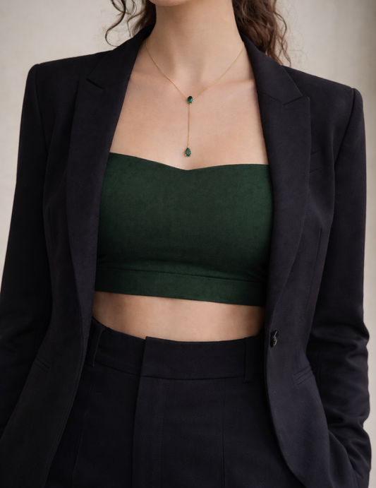 Collier Y pierres vertes