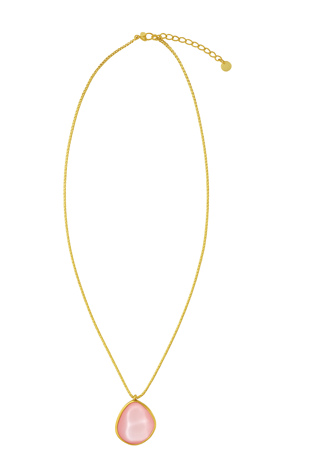 Gold-plated stainless steel necklace – Natural pink stone pendant