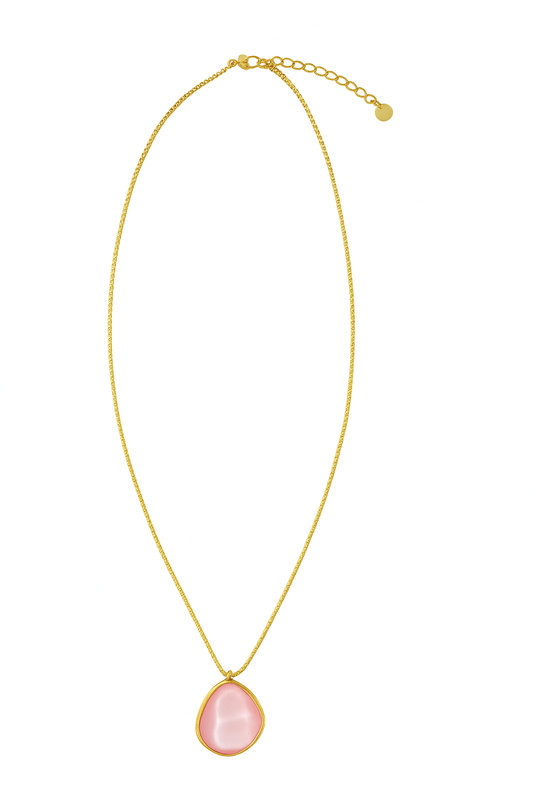 Collier Pendentif pierre rose naturelle