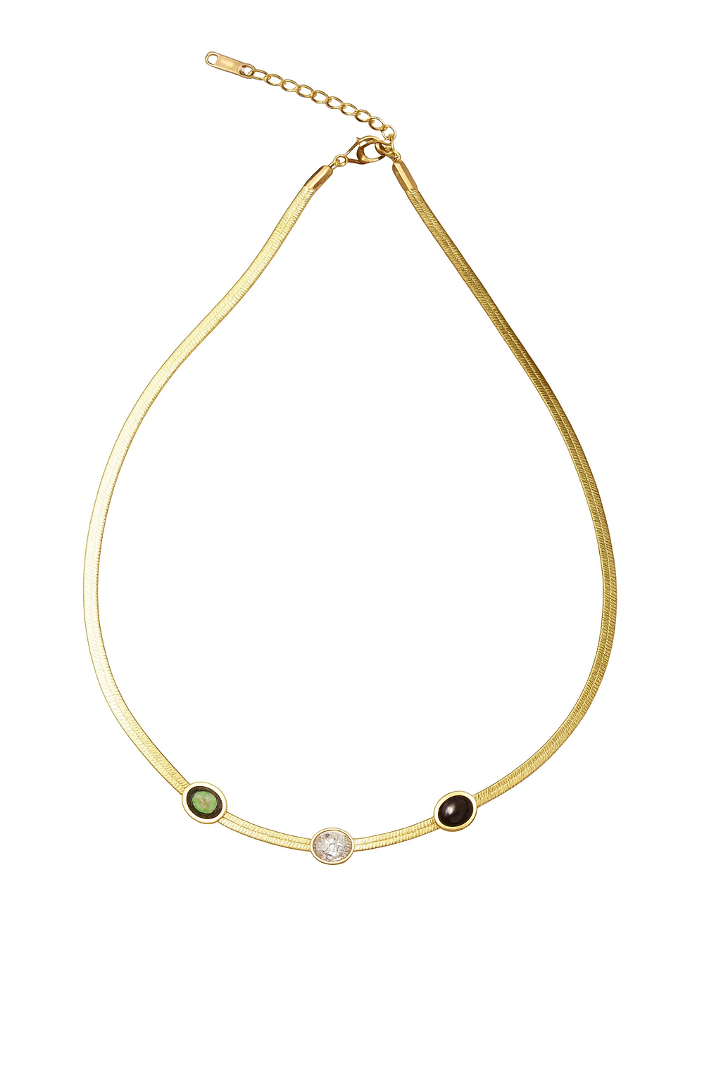 Collier Choker Trio Émeraude–Cristal–Onyx