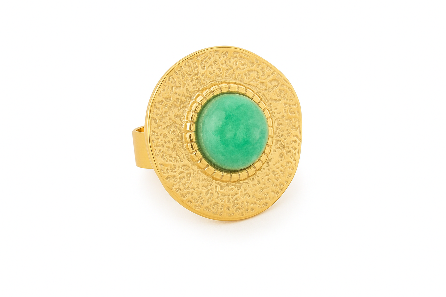 Bague dorée martelée pierre turquoise