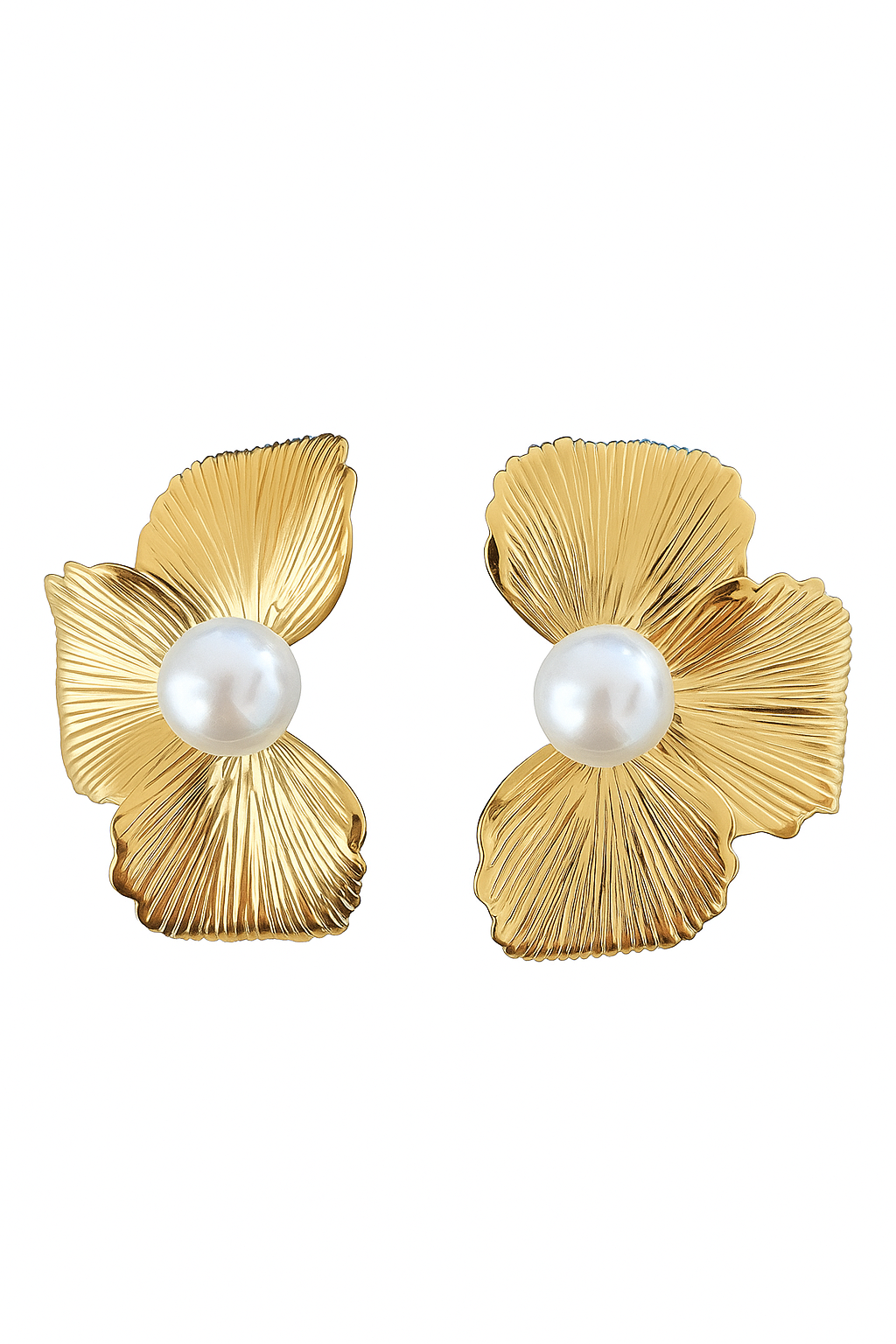 Boucles d’oreilles Pétale d’Or et perle