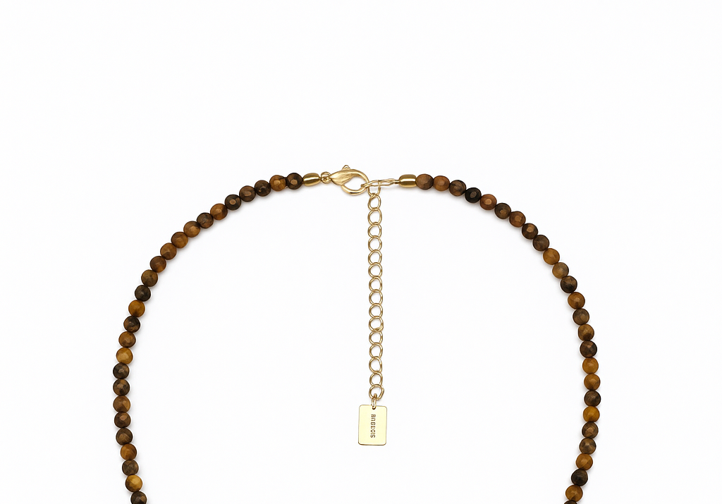 Stainless steel and tiger's eye bead necklace