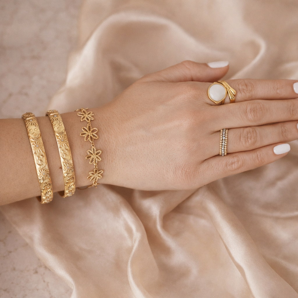 Bracelet Jonc Astral - plaqué or 18K