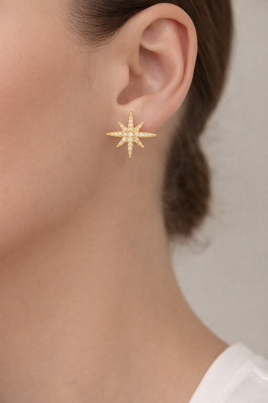 Boucles d’oreilles Étoile dorée avec strass