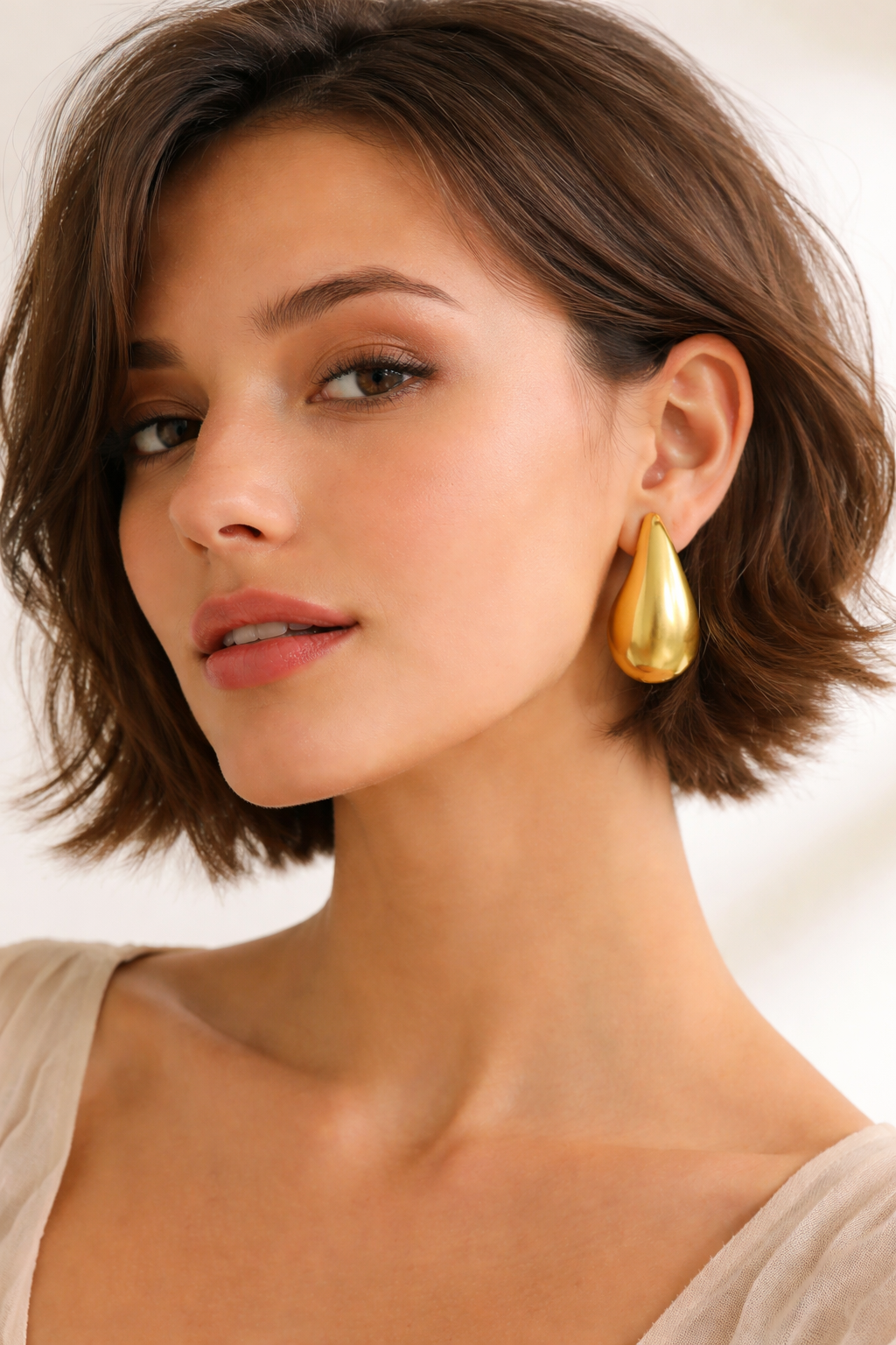 Boucles d’oreilles Goutte d’Eau Dorée - Grand