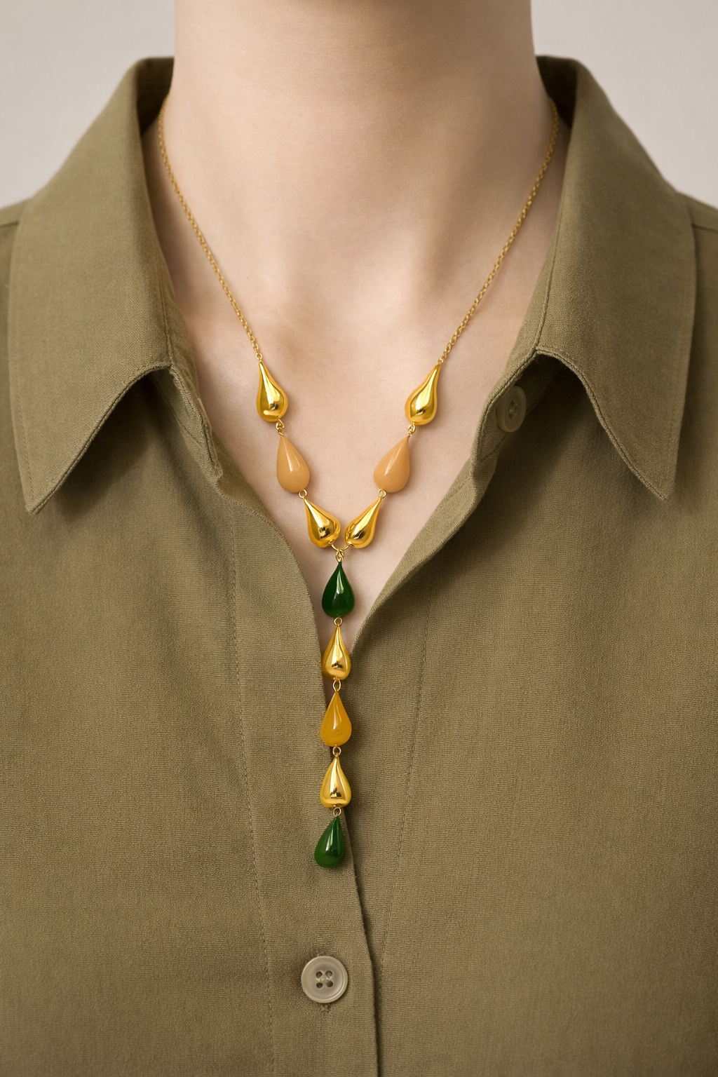 Elegant Y-Shaped Necklace with Drops