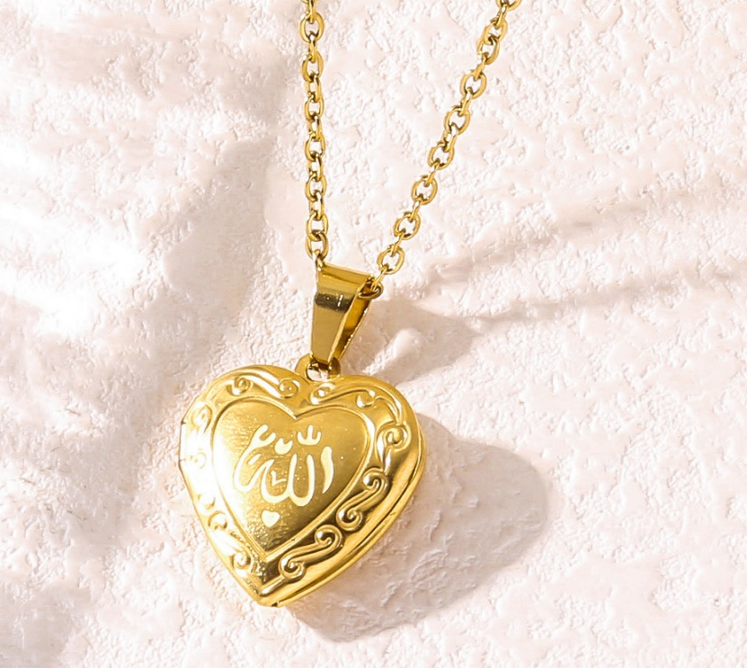 Collier Cœur Allah - Palaqué OR 18K