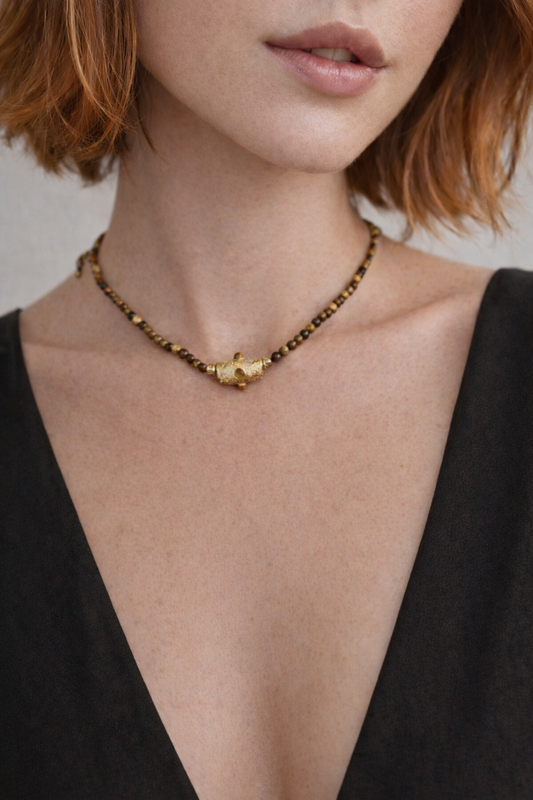 Collier Choker perles œil-de-tigre