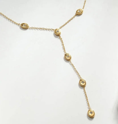 Collier Y à médaillons sertis