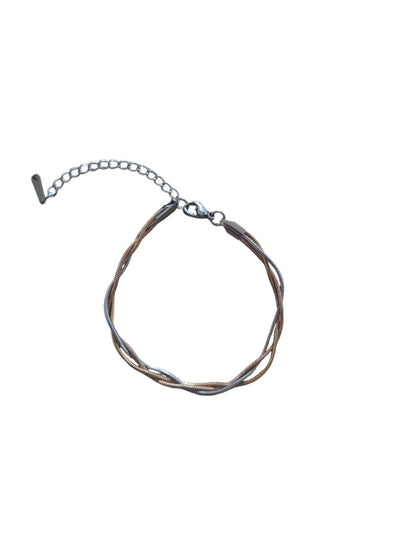 Pulsera trenzada triple plana - Baño de oro de 18 quilates