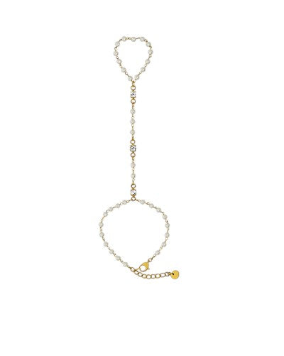 Pulsera de cadena de mano con cuentas blancas