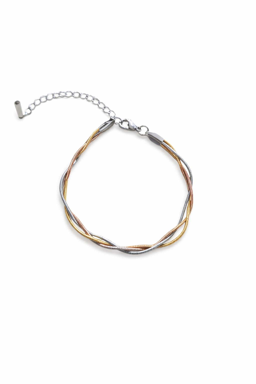 Bracelet tressée Plat Triple - plaqué or 18K