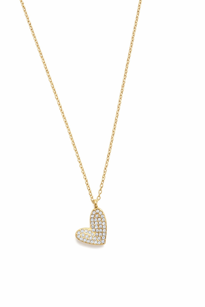 Collier Cœur Strass Doré