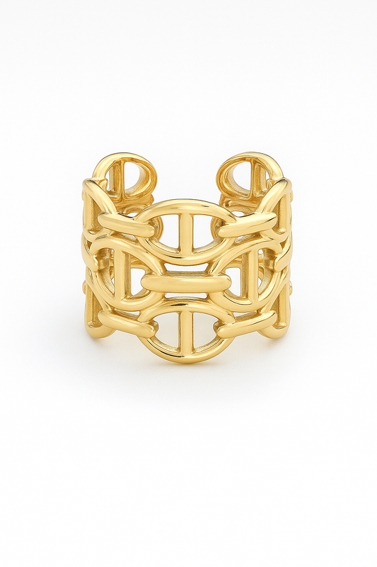 Bague dorée maillons entrelacés