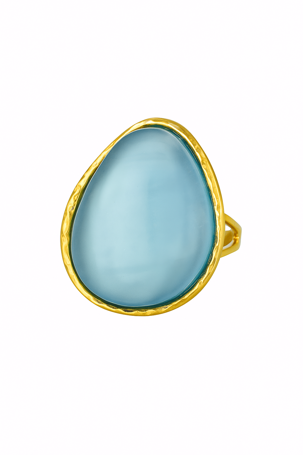 Bague dorée cabochon bleu