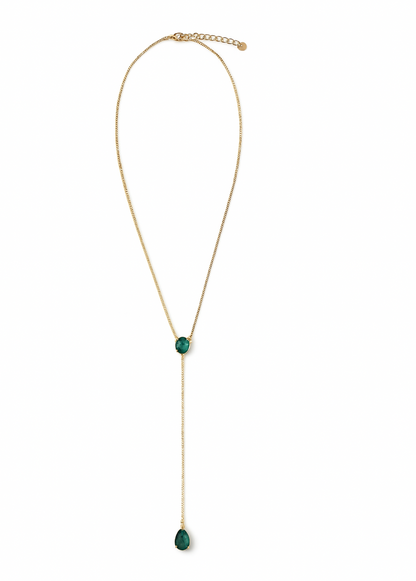 Collier Y pierres vertes