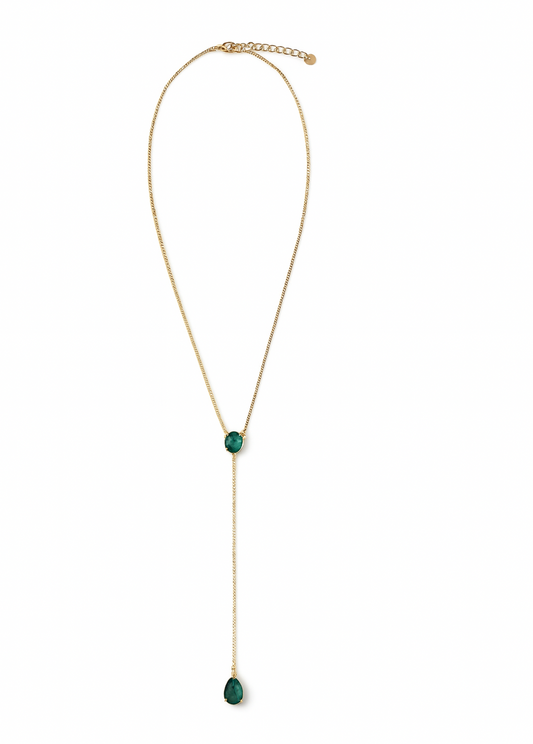 Collier Y pierres vertes