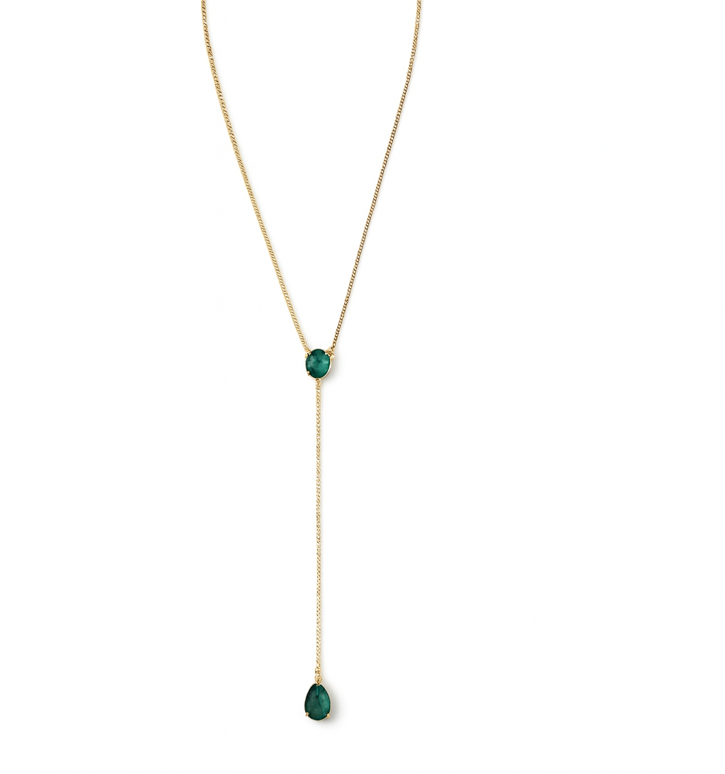 Collier Y pierres vertes