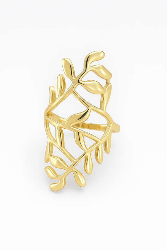 Bague dorée feuillage ajouré