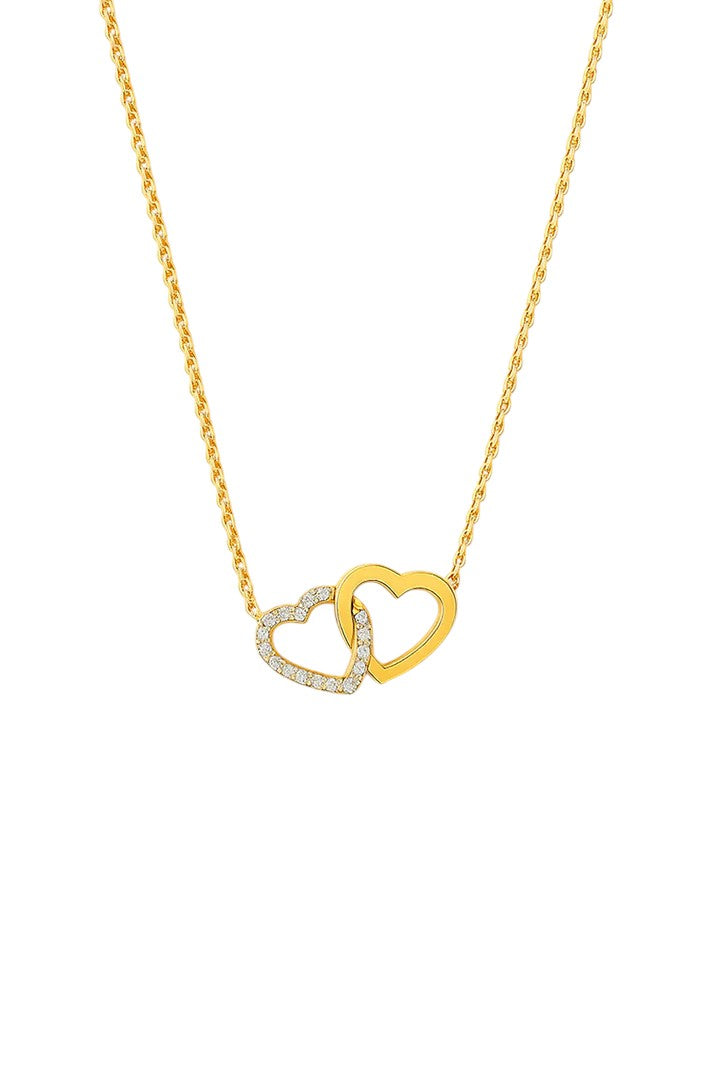 Collar de dos corazones entrelazados