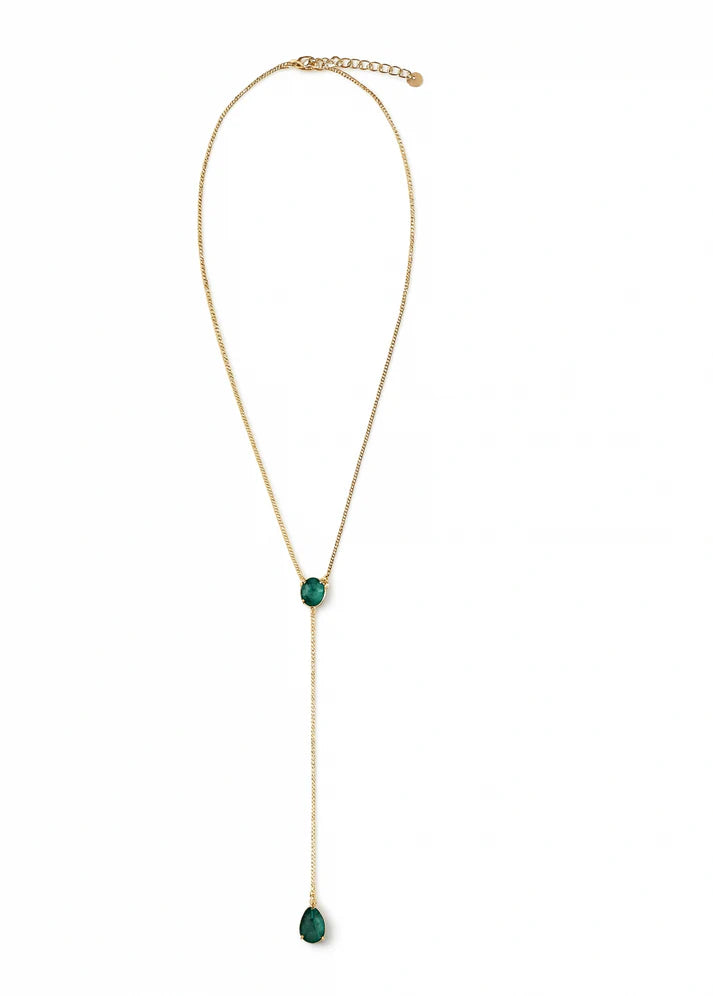 Collier Y pierres vertes