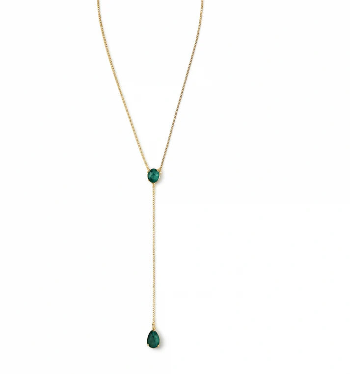 Collier Y pierres vertes