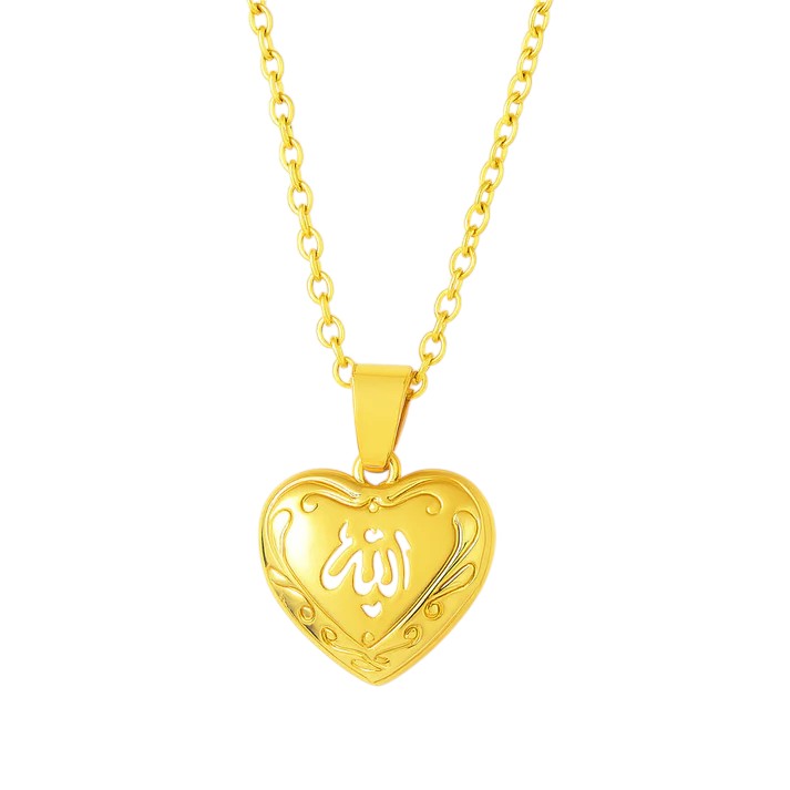 Collar de corazón de Alá - Chapado en oro de 18 quilates