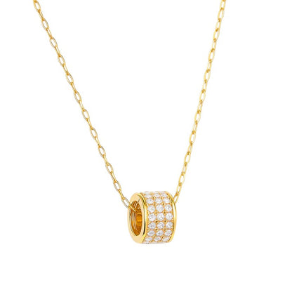 Collar de anillo con pavé de diamantes de imitación