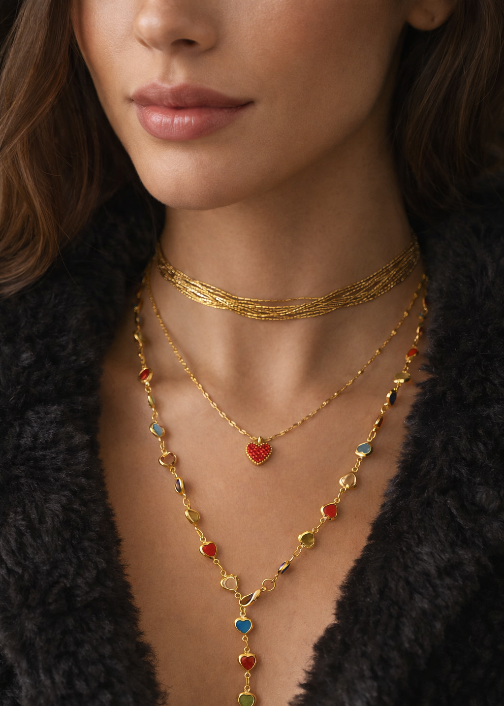 Collier Choker Multi-Chaînes Fines