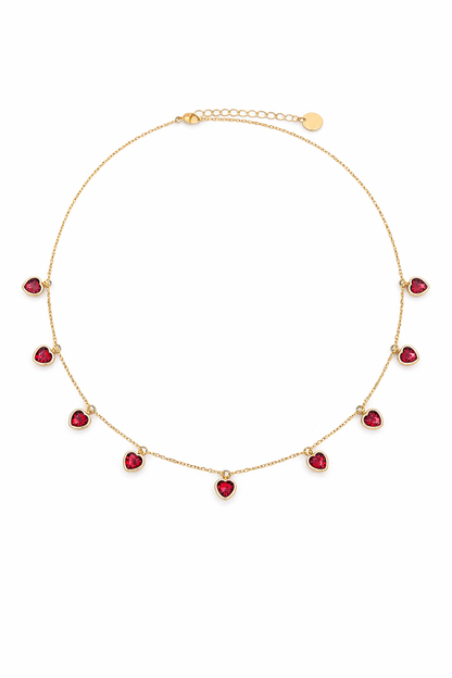 Collier Choker cœurs rouges