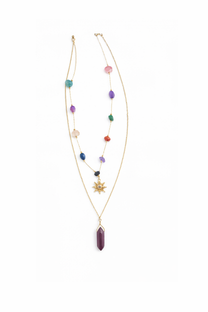 Collar de amatista brillante - piedras naturales