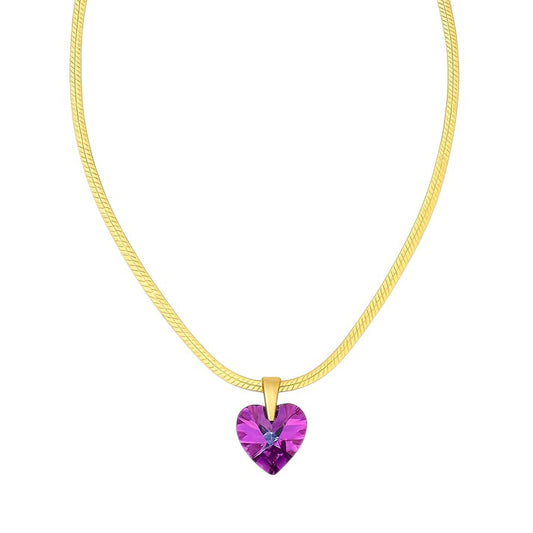 Collar de corazón de cristal morado