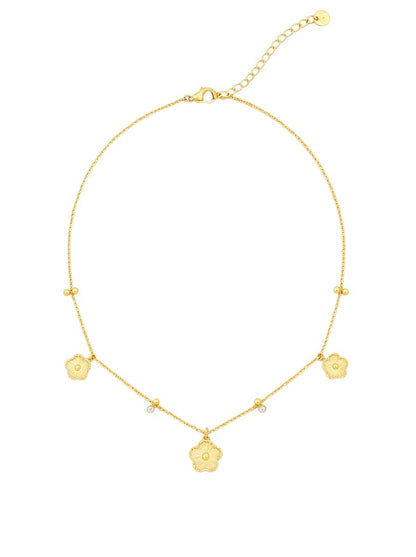 Collar de oro con flores y circonitas
