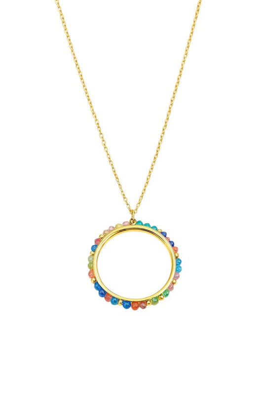 Collar con colgante de círculo dorado