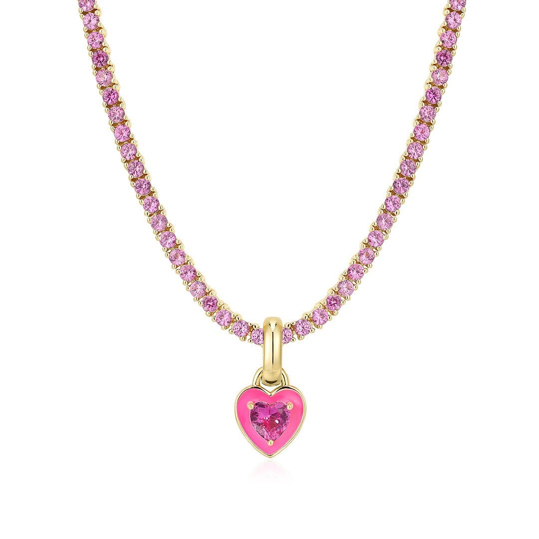 Collier Tennis Cœur Rose