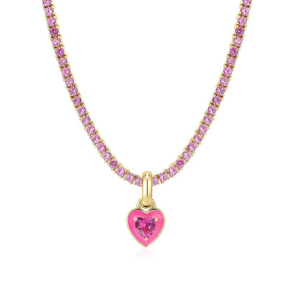 Collar de tenis con corazón rosa