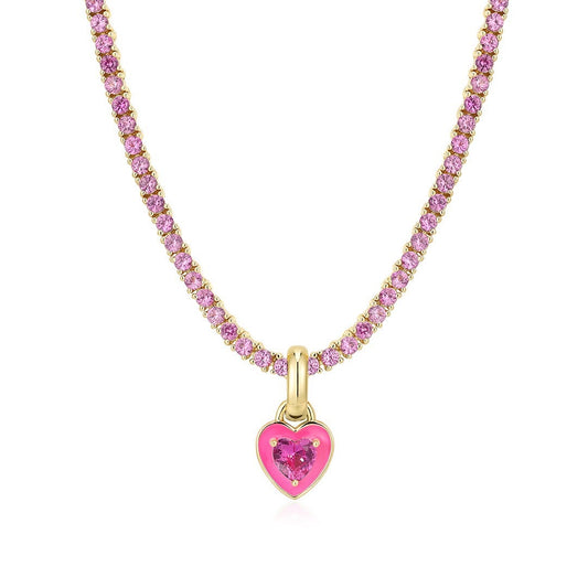 Collier Tennis Cœur Rose