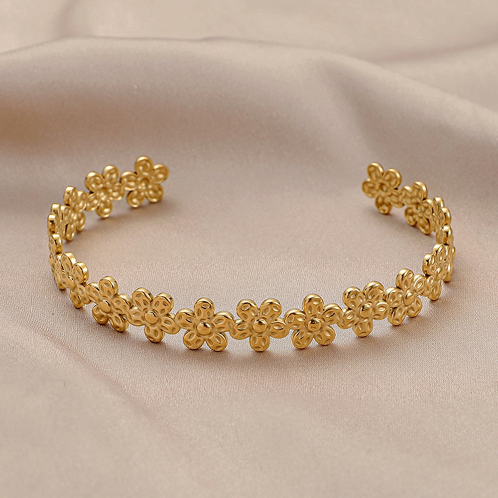 Bracelet à ouverture réglable motif fleur