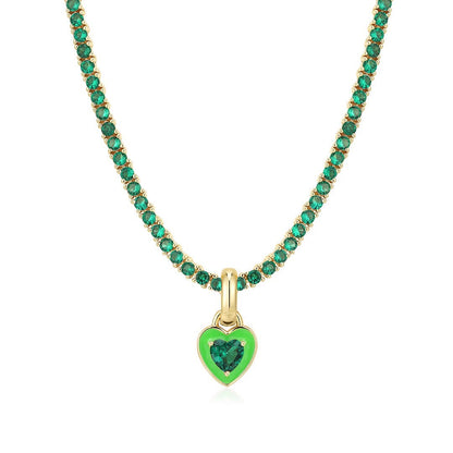 Collier Tennis Cœur Vert