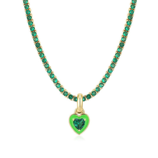 Collier Tennis Cœur Vert