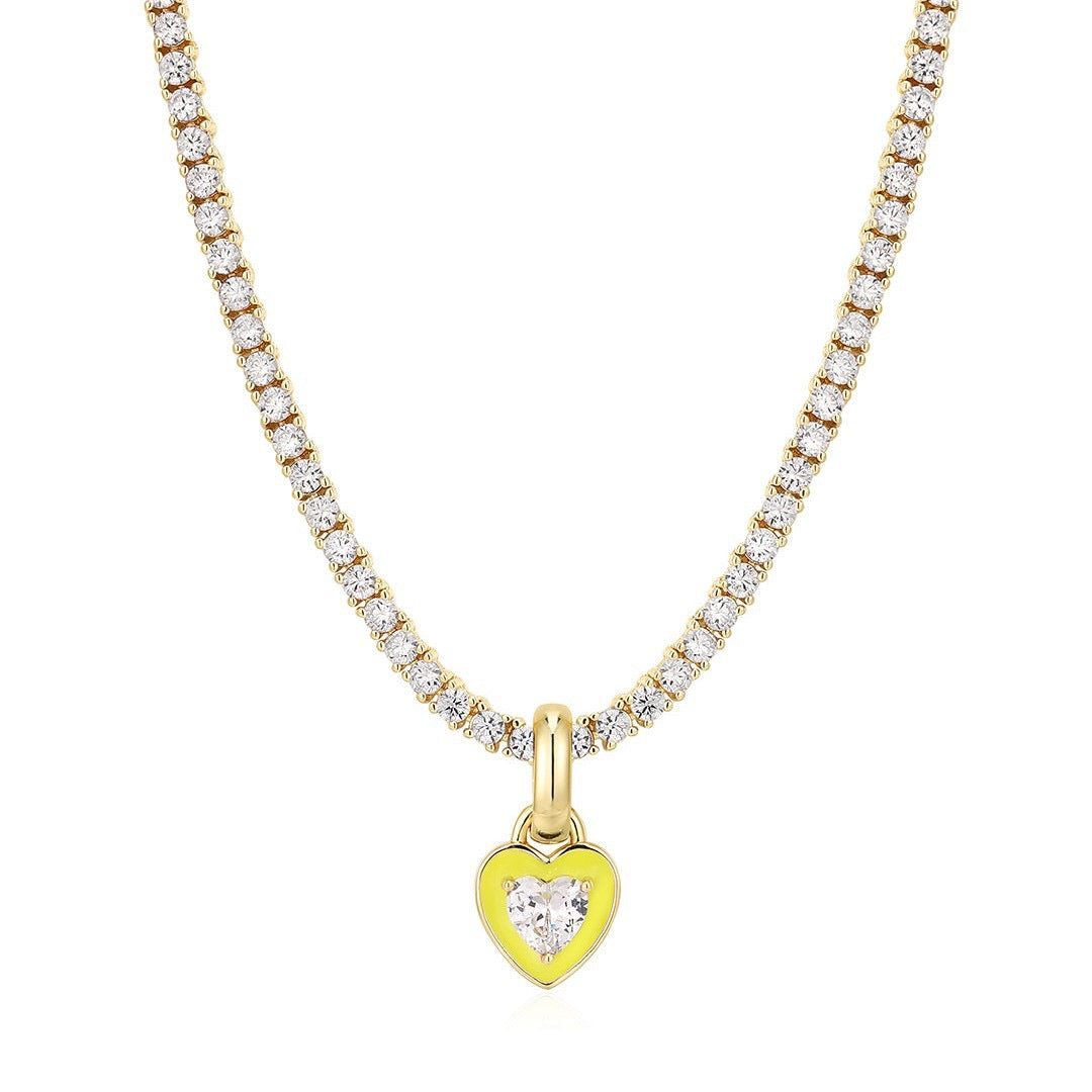 Collier Tennis Cœur Jaune